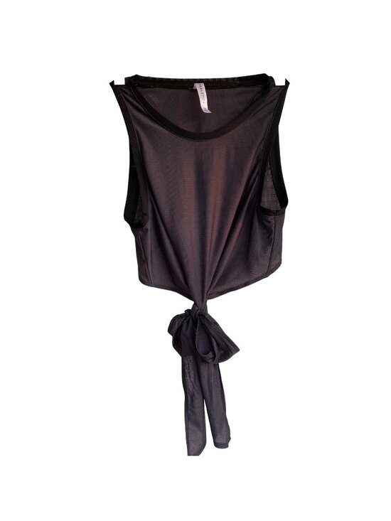 Fabletics Tops - Fabletics Mesh Cropped Wrap Sexy Tank Top w/ Tie Waist XS Gray Athletic Beach